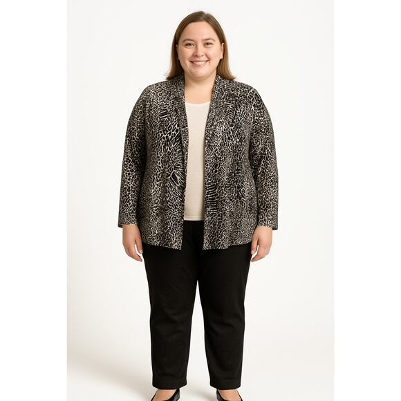 Premise Animal Print Open Front Shrug Cardigan Jacket XL Black White - Picture 1 of 7